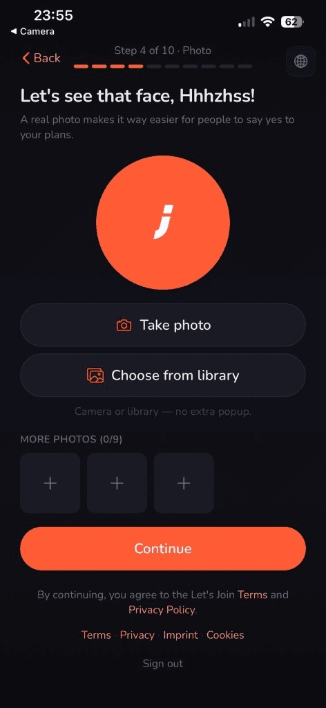 Let's Join app profile with trust score, reliability, and mayor badges